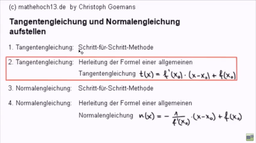 Cover: Tangente und Normale (2): allgemeine Tangentengleichung - Herleitung - YouTube