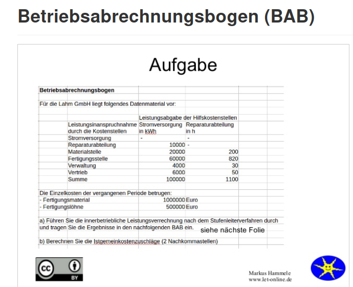Cover: Betriebsabrechnungsbogen (BAB) - Aufgaben und Lösungen