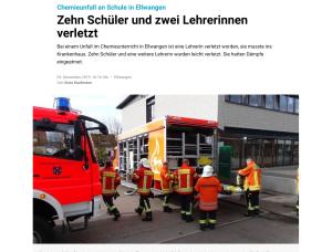 Cover: Chemieunfall an Schule in Ellwangen: Zehn Schüler und zwei Lehrerinnen verletzt | Südwest Presse Online
