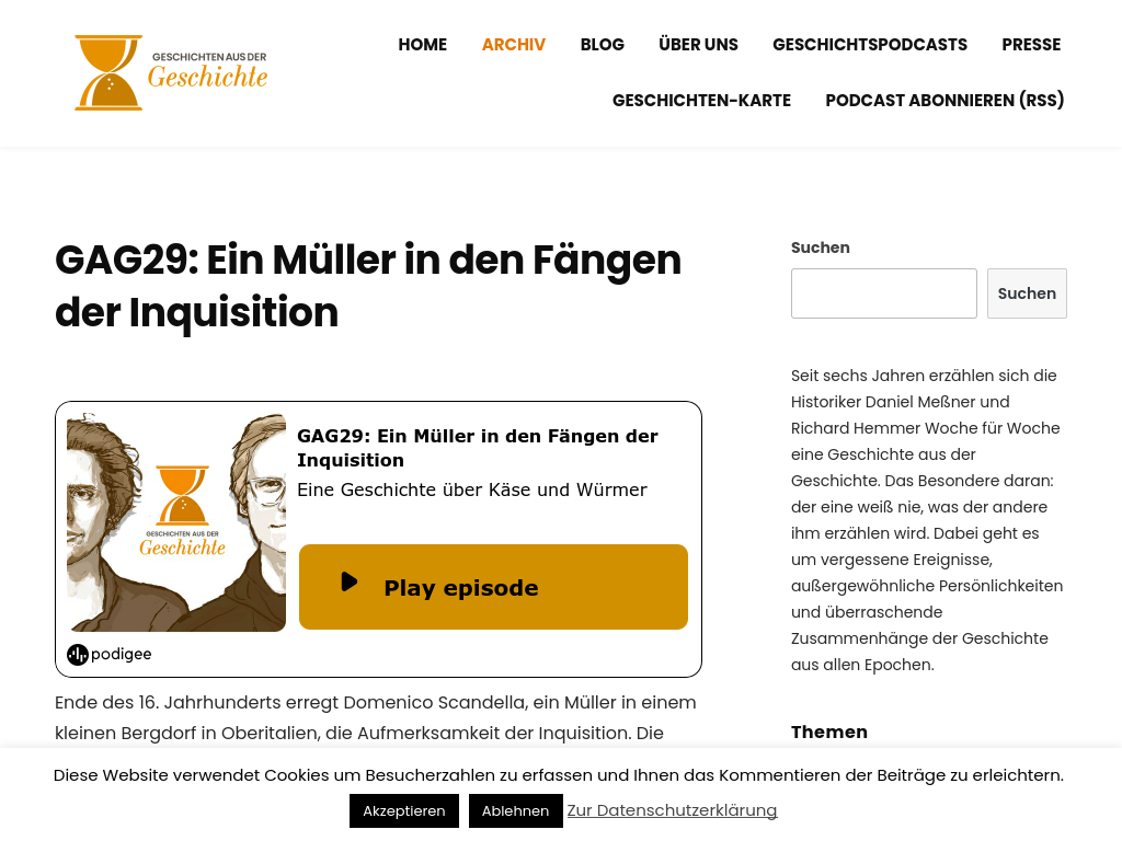 Cover: GAG29: Ein Müller in den Fängen der Inquisition - Geschichten aus der Geschichte