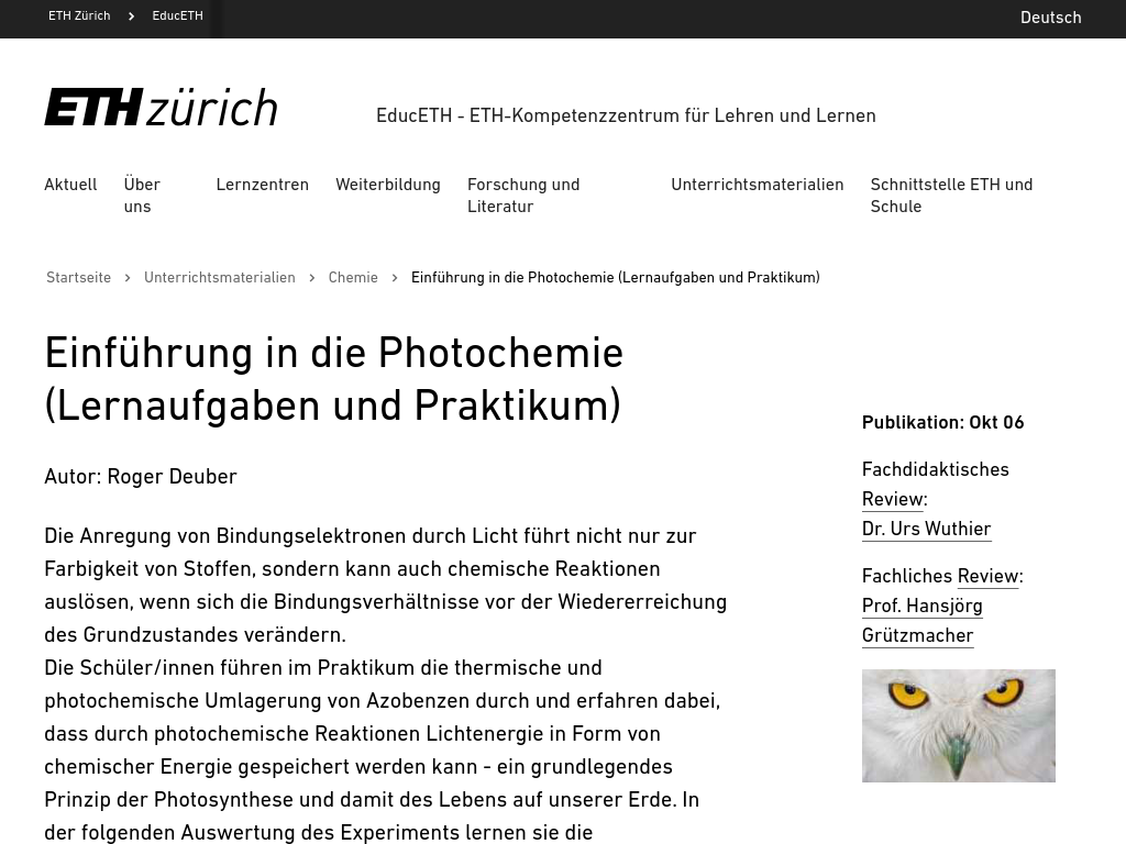 Cover: Einführung in die Photochemie – EducETH 