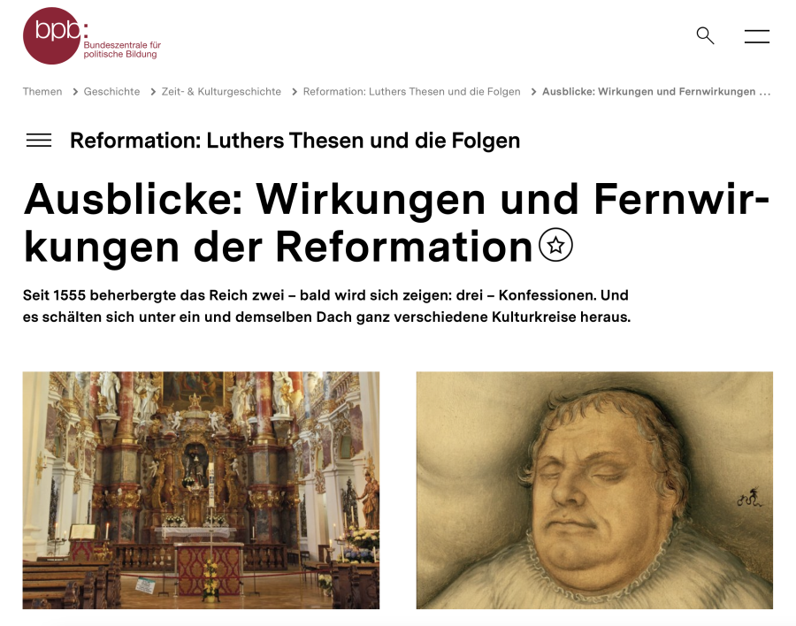 Cover: Ausblicke: Wirkungen und Fernwirkungen der Reformation | bpb