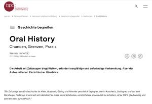 Cover: Oral History - Dossier Geschichte begreifen
