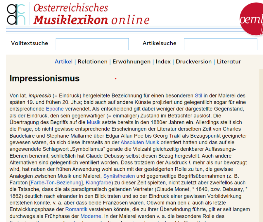 Cover: Österreichisches Musiklexikon online (oeml): Impressionismus