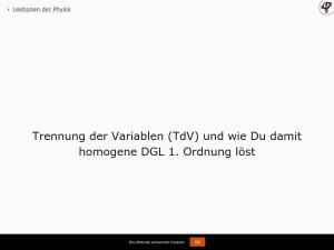 Cover: Trennung der Variablen (TdV) und wie Du damit homogene DGL 1. Ordnung löst