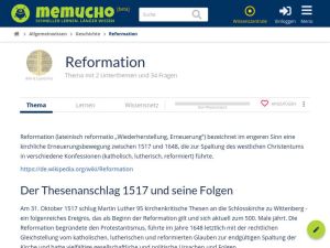 Cover: Reformation: Wissensquiz