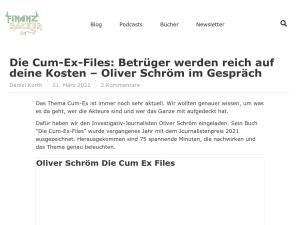 Cover: Oliver Schröm über die Cum-Ex-Files und die Machenschaften Superreicher