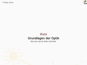Cover: Grundlagen der Wellenoptik - Online-Kurs