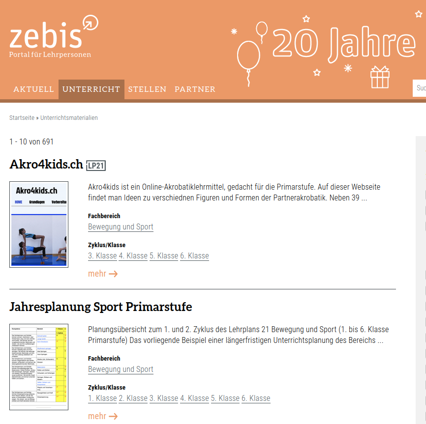 Cover: Unterrichtsmaterialien Sport | zebis