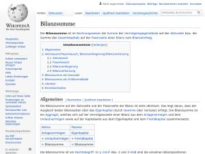 Cover: Bilanzsumme - wikipedia.org