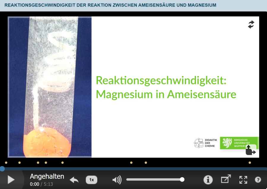 Cover: Reaktionsgeschwindigkeit der Reaktion zwischen Ameisensäure und Magnesium 