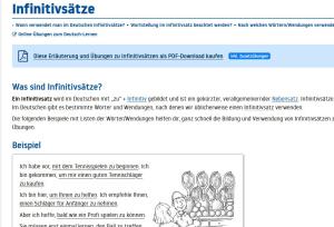 Cover: Infinitivsätze - Erläuterung und Übung | Lingolia Deutsch