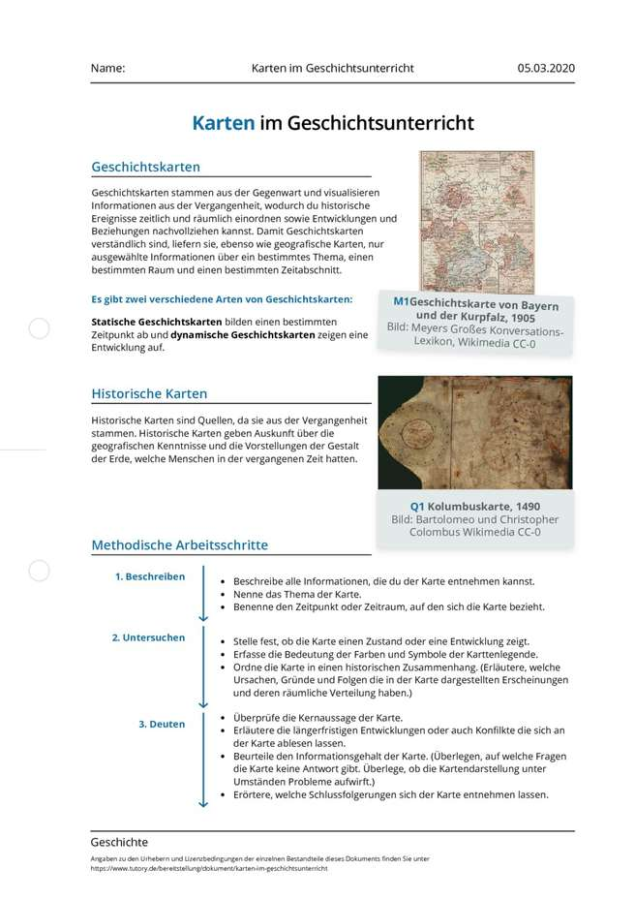 Cover: Karten im Geschichtsunterricht - tutory.de