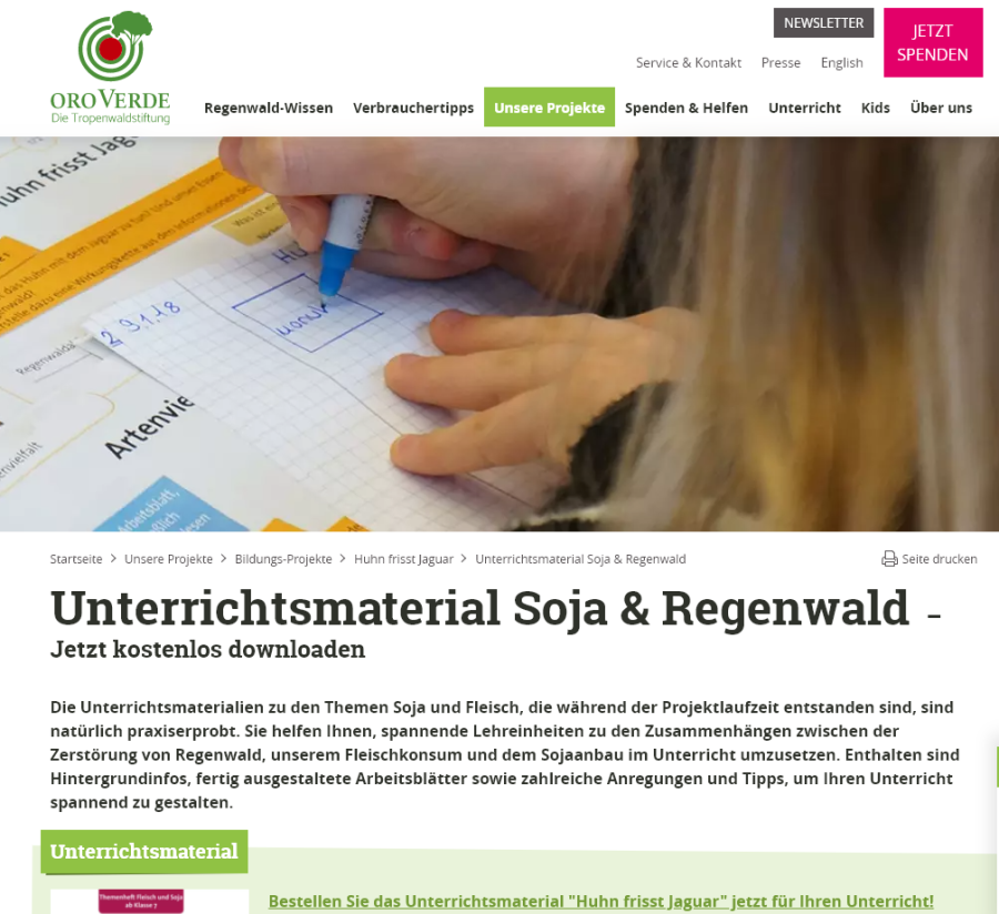 Cover: Unterrichtsmaterial Soja & Regenwald 