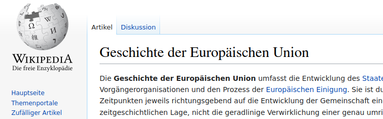 Cover: Geschichte der Europäischen Union - wikipedia.org