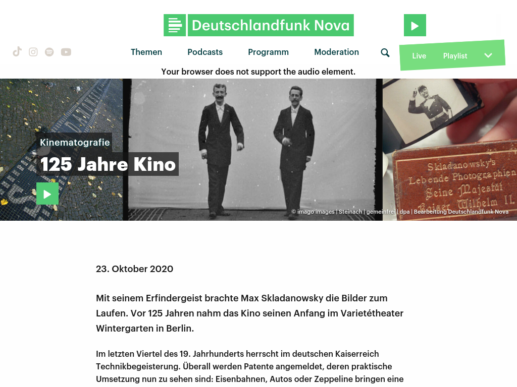 Cover: Kinematografie - 125 Jahre Kino