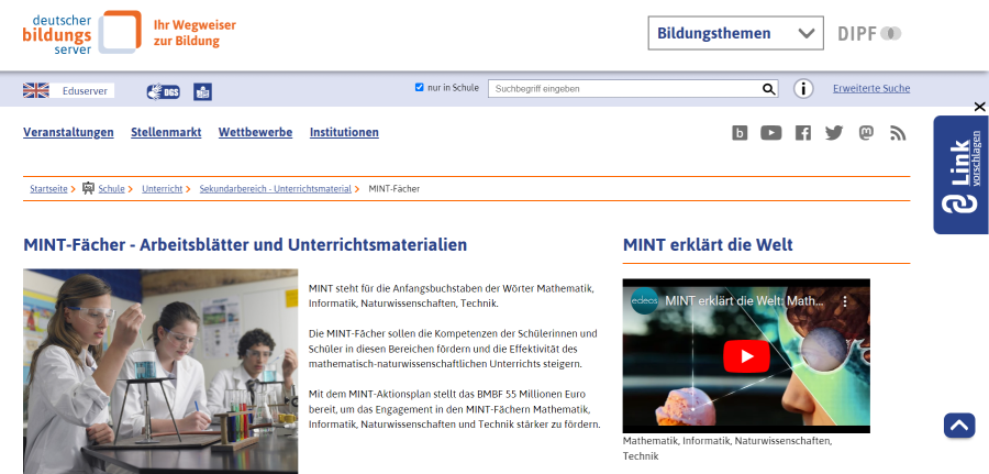 Cover: MINT-Fächer | Deutscher Bildungsserver