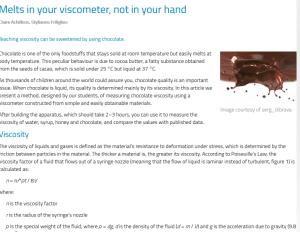 Cover: Melts in your viscometer, not in your hand | www.scienceinschool.org