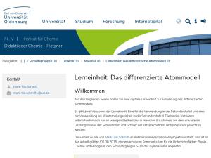 Cover: Lerneinheit: Das differenzierte Atommodell — Carl von Ossietzky Universität Oldenburg