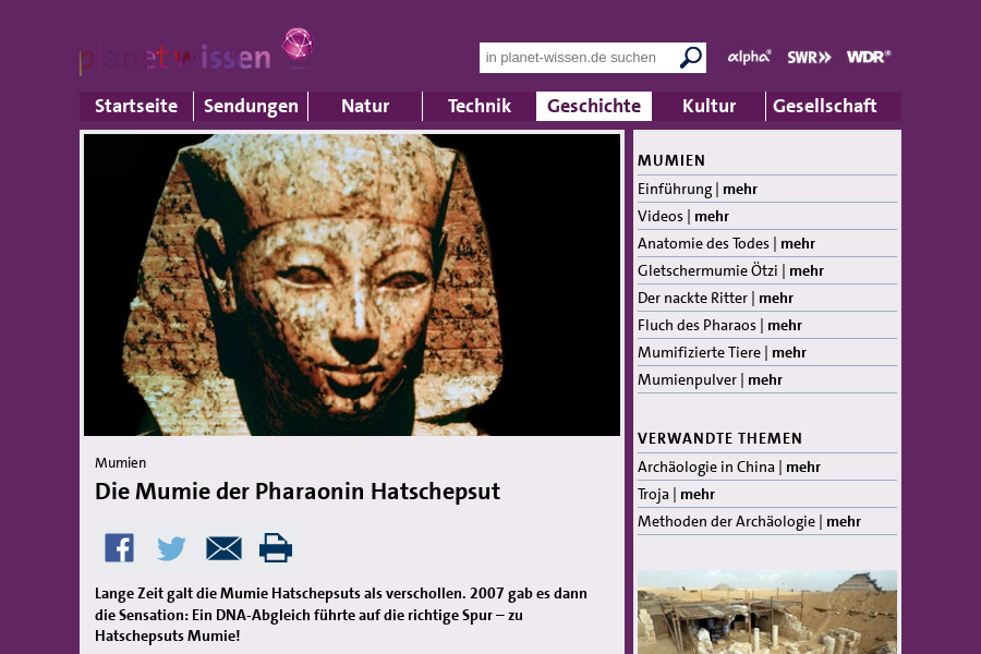 Cover: Die Mumie der Pharaonin Hatschepsut - Planet Wissen