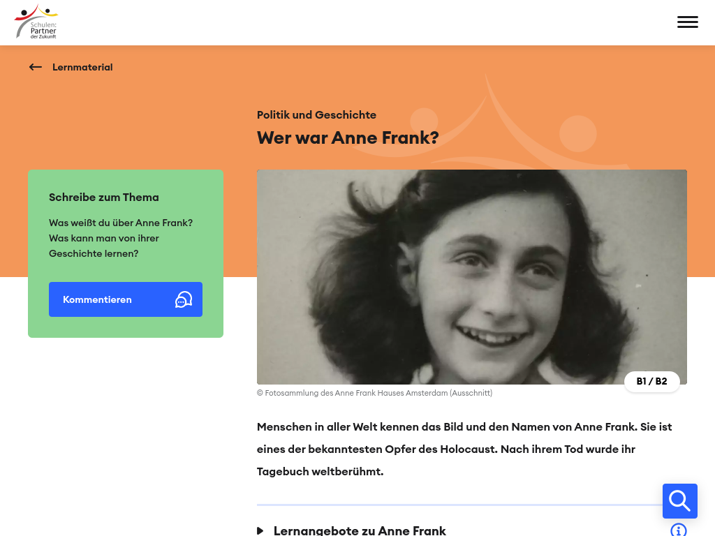 Cover: Wer war Anne Frank? | PASCH-net