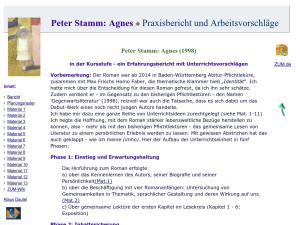 Cover: Peter Stamm: Agnes - Praxisbericht und Arbeitsvorschläge