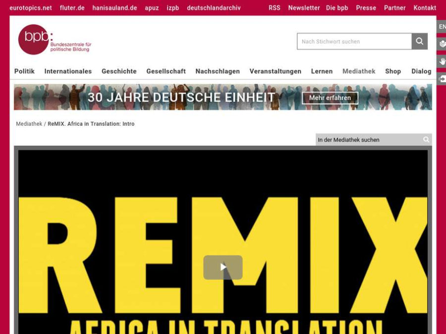 Cover: ReMIX. Africa in Translation: Intro