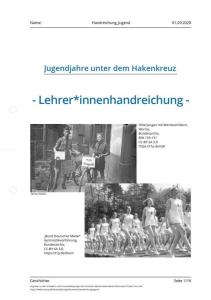 Cover: Jugendjahre unter dem Hakenkreuz - Handreichung für Lehrkräfte