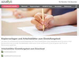 Cover: Einstellungstest : Arbeitsblätter / Kopiervorlagen | AZUBIYO.de