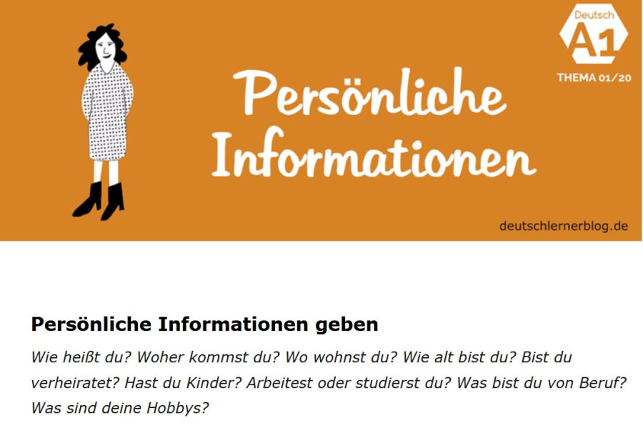 Cover: Persönliche Informationen geben | deutschlernerblog.de
