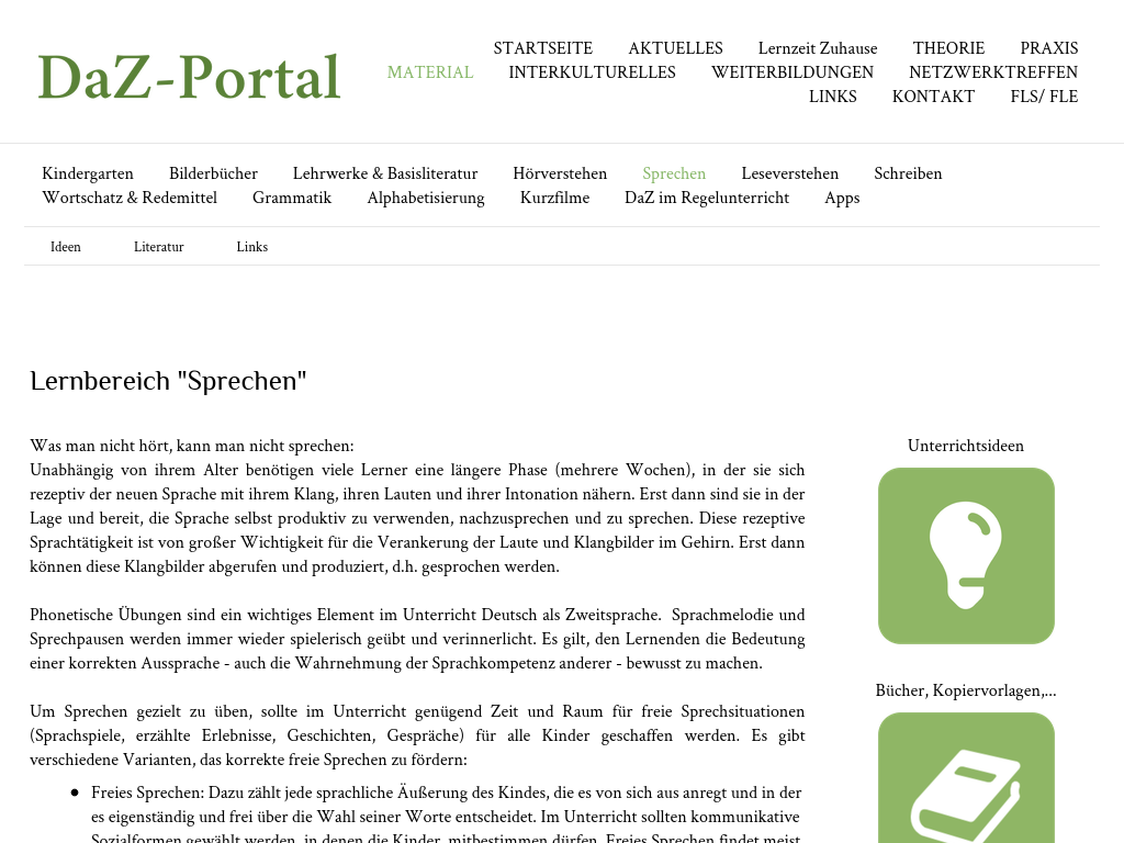 Cover: Lernbereich Sprechen | DaZ-Portal