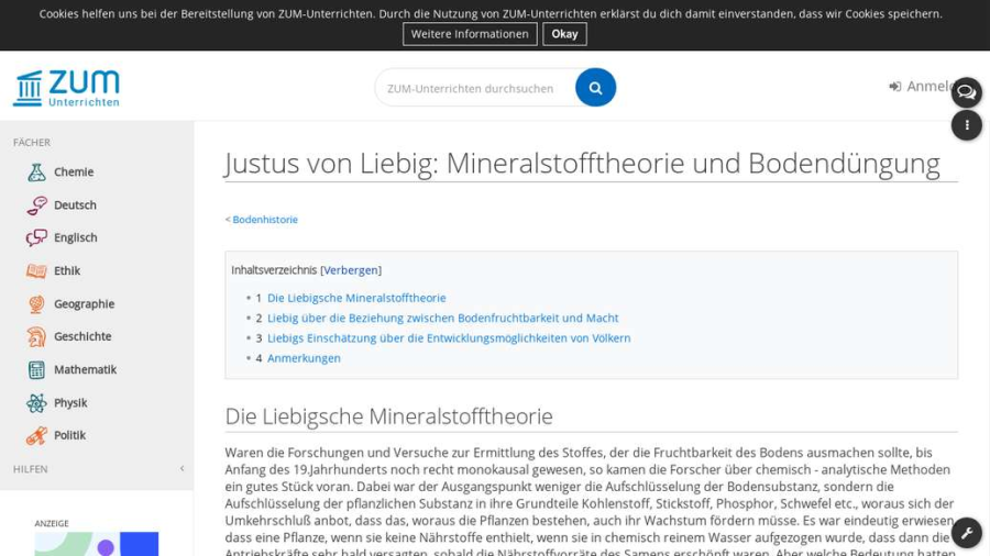 Cover: Bodenhistorie/Justus von Liebig: Mineralstofftheorie und Bodendüngung