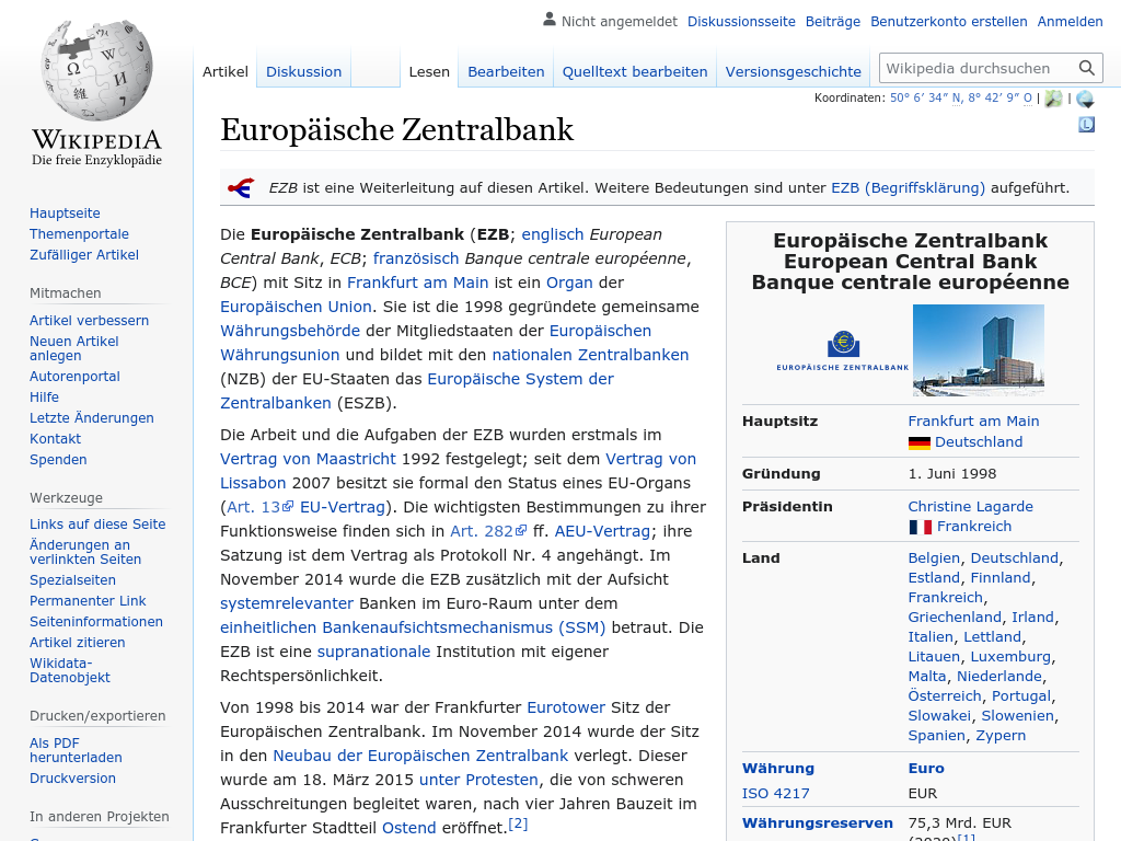 Cover: Europäische Zentralbank