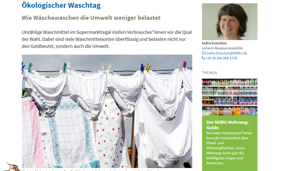 Cover: Wäschewaschen belastet die Umwelt - was tun? - NABU