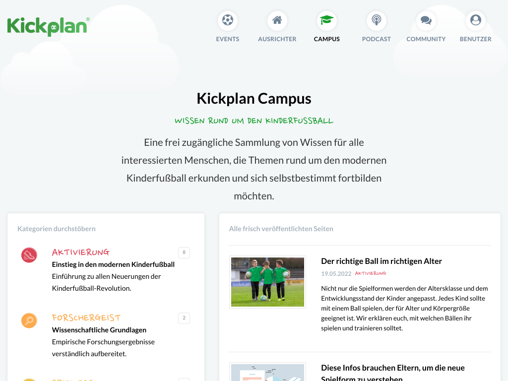 Cover: Campus – Wissen rund um den Kinderfußball – Kickplan