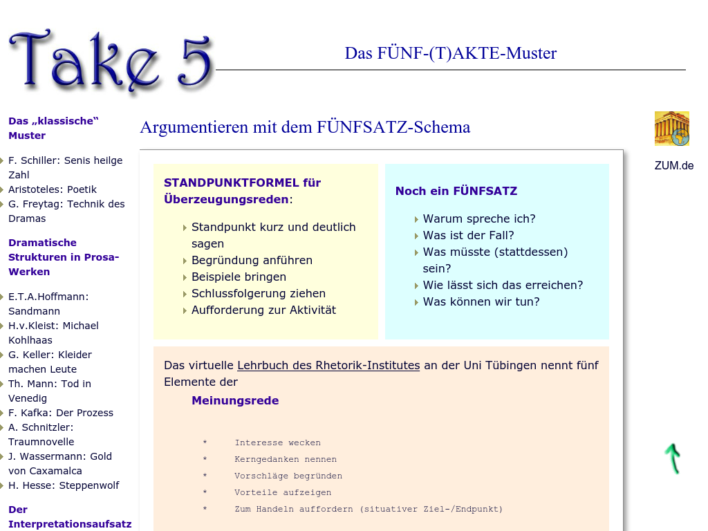 Cover: Take 5 - Das FÜNF-(T)AKTE-Muster - Argumentieren mit dem FÜNFSATZ-Schema