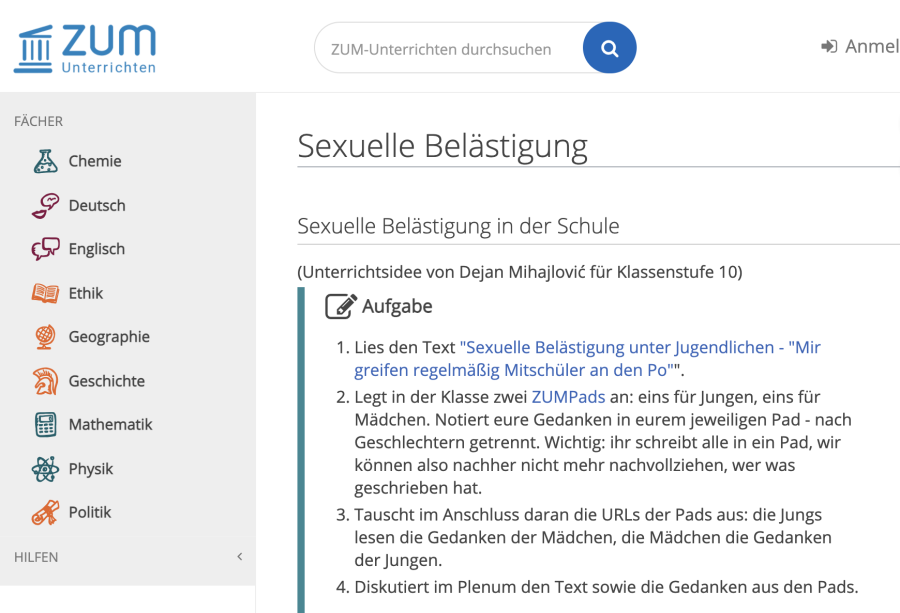 Cover: Sexuelle Belästigung - ZUM-Unterrichten