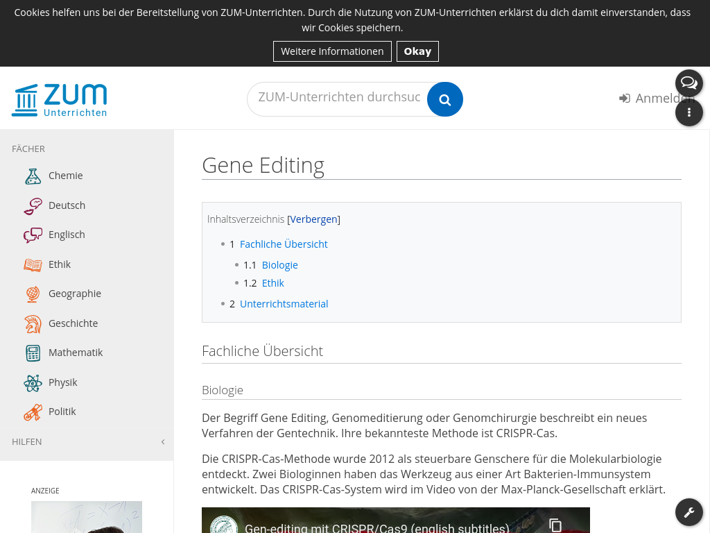Cover: Gene Editing – ZUM-Unterrichten