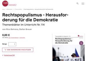 Cover: Rechtspopulismus - Herausforderung für die Demokratie - Themenblätter