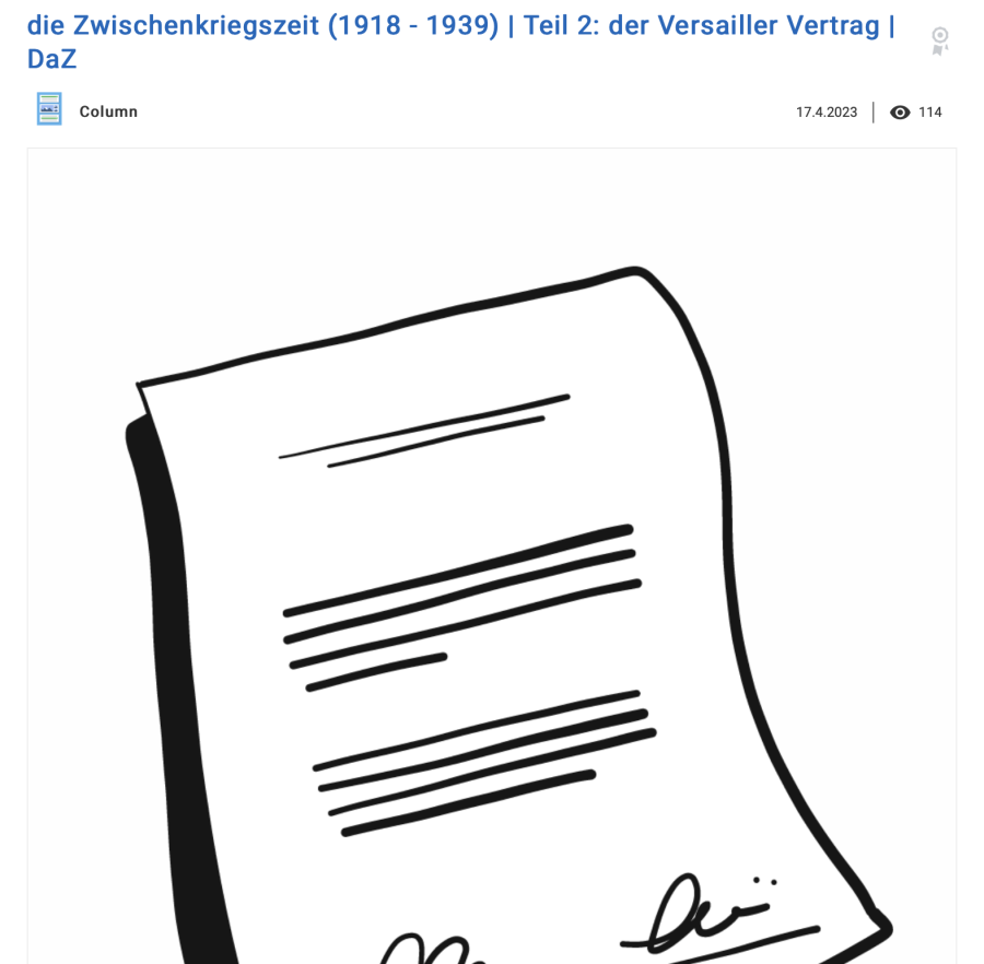 Cover: Die Zwischenkriegszeit (1918 - 1939) - Teil 2: Der Versailler Vertrag | ZUM-Apps