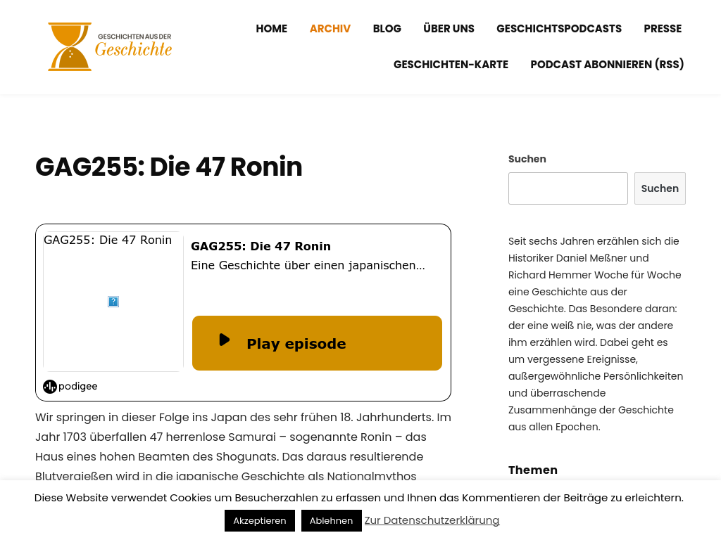 Cover: GAG255: Die 47 Ronin - Geschichten aus der Geschichte