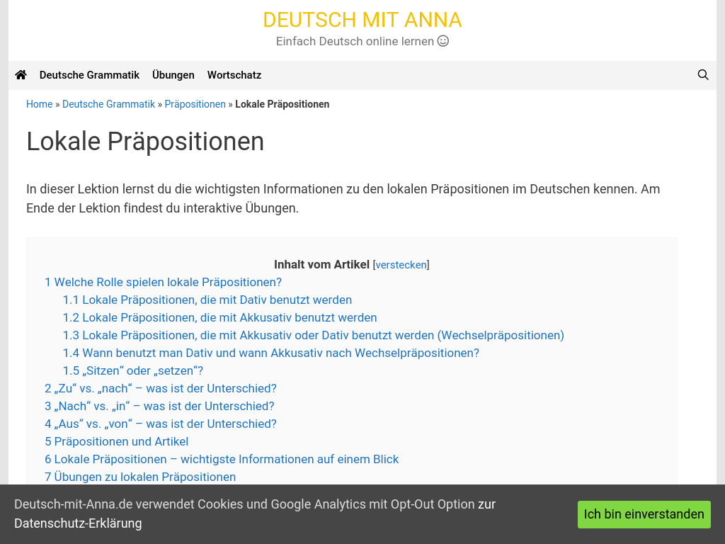 Cover: Lokale Präpositionen verstehen und üben | Deutsch mit Anna
