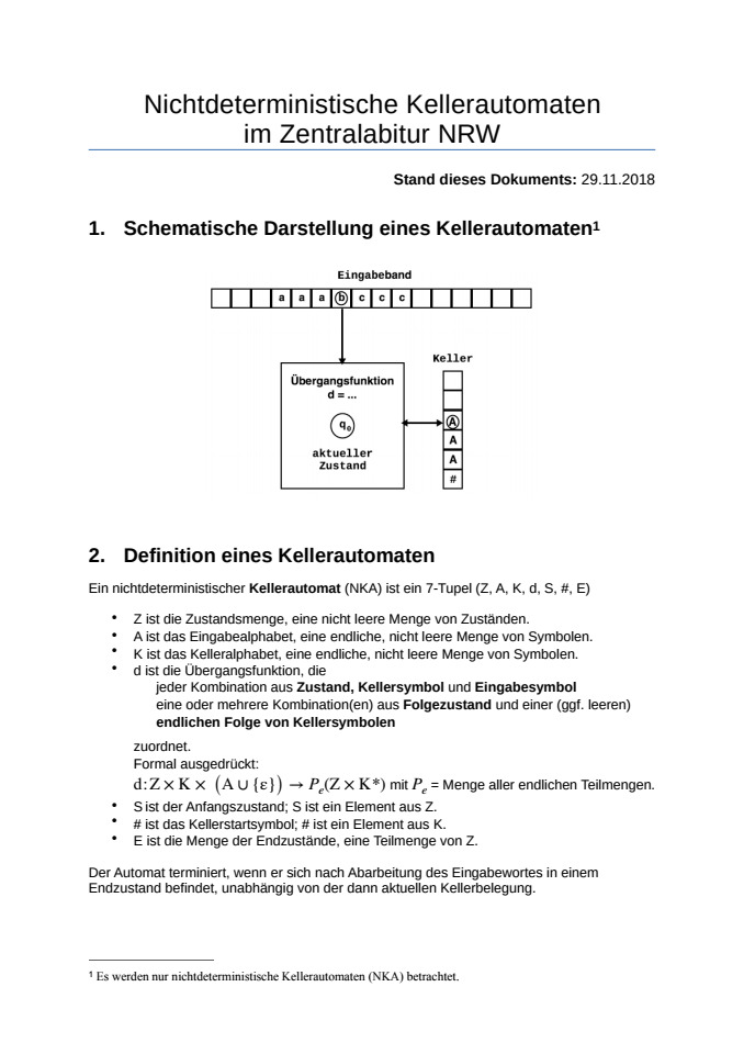 Cover: Nichtdeterministische Kellerautomaten im Zentralabitur NRW