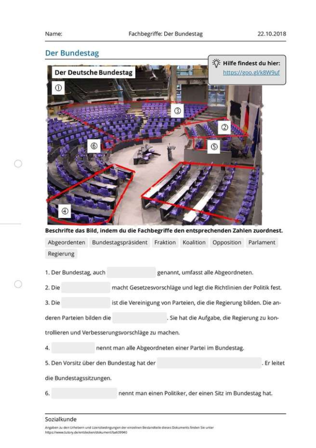 Cover: Fachbegriffe: Der Bundestag