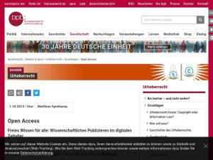 Cover: Open Access | Freies Wissen für alle: Wissenschaftliches Publizieren im digitalen Zeitalter| bpb