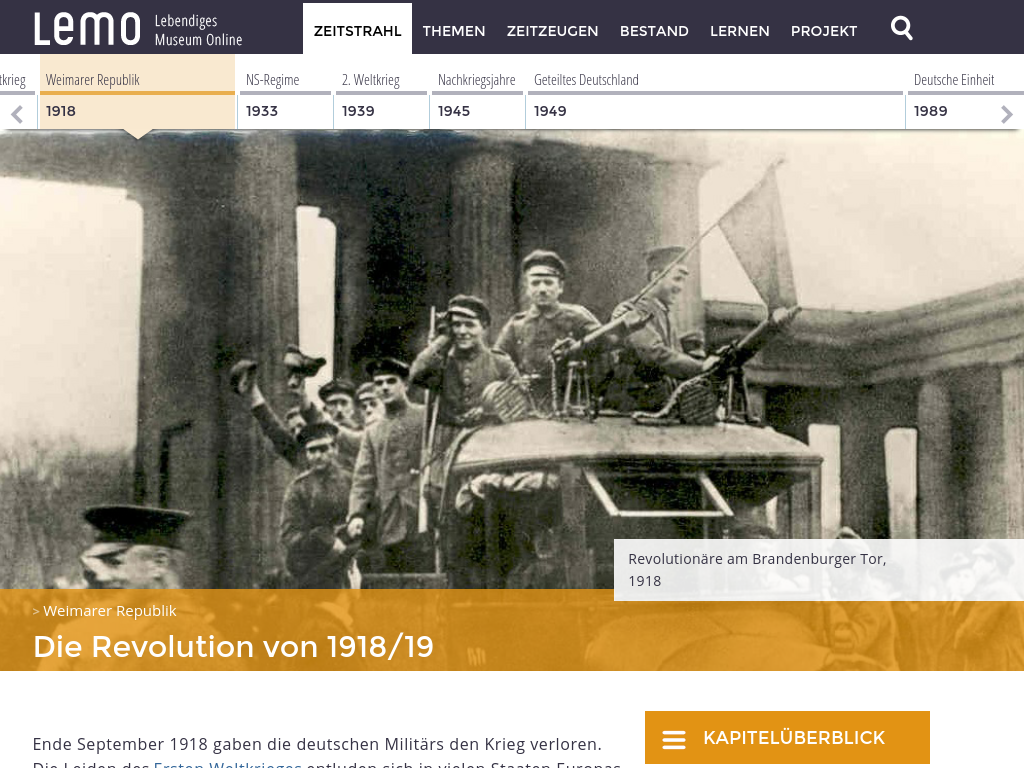 Cover: LeMO Weimarer Republik - Revolution 1918/19
