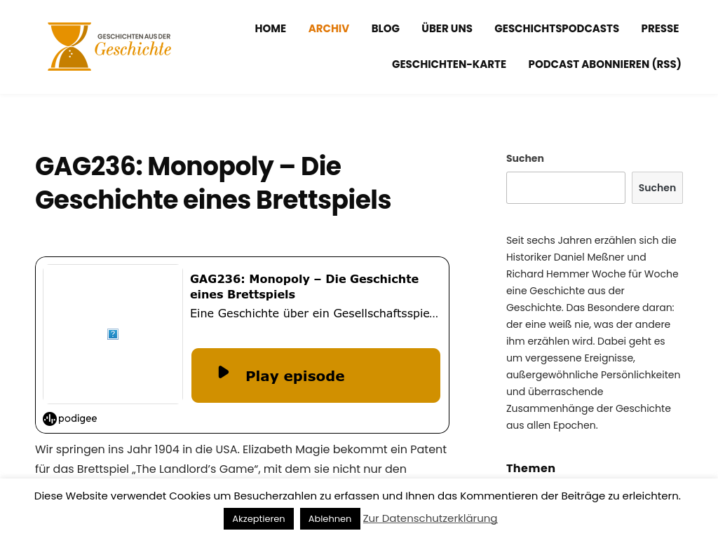 Cover: GAG236: Monopoly - Die Geschichte eines Brettspiels - Geschichten aus der Geschichte
