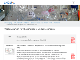 Cover: LNCU: Titrationskurven für Phosphorsäure und Zitronensäure