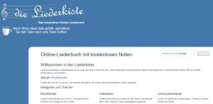 Cover: Die Liederkiste: Online-Liederbuch mit kostenlosen Noten