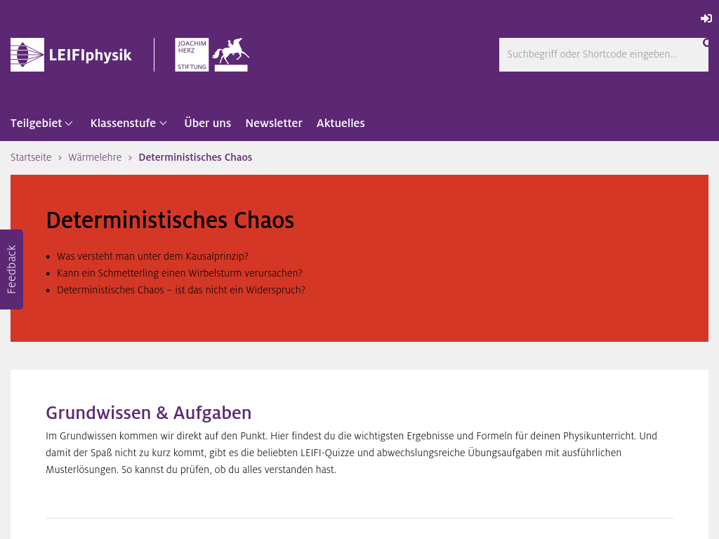 Cover: Deterministisches Chaos | LEIFIphysik